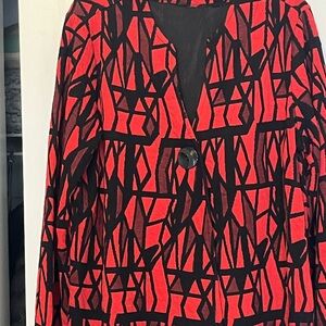 Parsley & Sage Red and Black Geometric Top